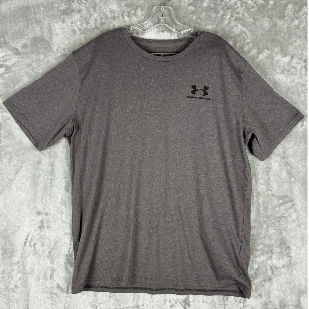 Under Armour Mens XL Gray Heathered Loose Fit Short Sleeve Athletic T-Shirt Logo